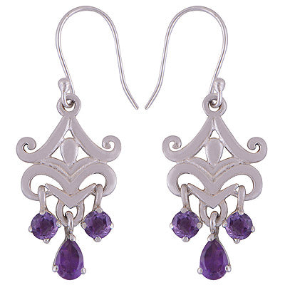 925 Sterling Silver Amethyst Earrings - R3501009-1