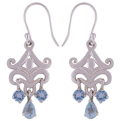 925 Sterling Silver Blue Topaz Earrings - R3501009-22