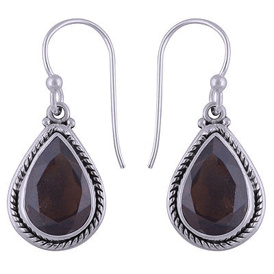 925 Sterling Silver Smoky Topaz Earrings - R3501011-4