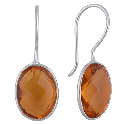 Beautiful Gemstones Bezel Citrine Oval Shape 925 Sterling Solid Silver Dangle Earrings - R3501019-5