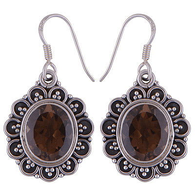 925 Sterling Silver Smoky Topaz Earrings - R3501029-17