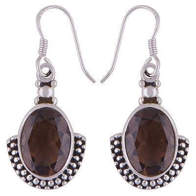 925 Sterling Silver Smoky Topaz Earrings - R3501030-17