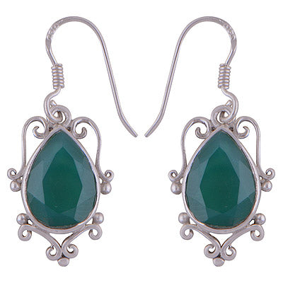 925 Sterling Silver Green Onyx Earrings - R3501048-19