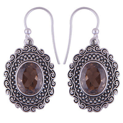 925 Sterling Silver Smoky Topaz Earrings - R3501051-14