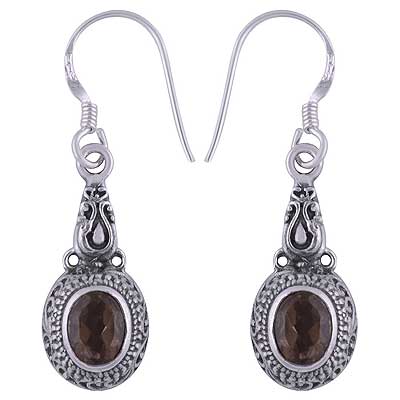 925 Sterling Silver Smoky Topaz Earrings - R3501058-19
