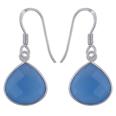 Gorgeous Stone Blue Chalcedony Trillion Shape 925 Sterling Solid Silver Dangle Earrings - R3501071-13