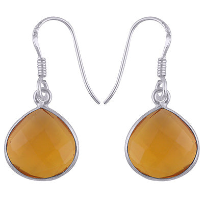 Gorgeous Stone Citrine Trillion Shape 925 Sterling Solid Silver Dangle Earrings - R3501071-18