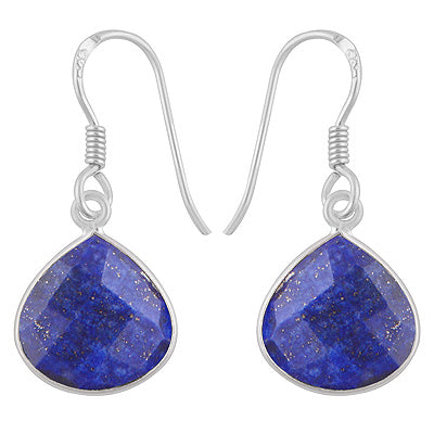 Gorgeous Stone Lapis Trillion Shape 925 Sterling Solid Silver Dangle Earrings - R3501071-27