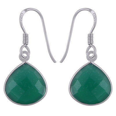 Gorgeous Stone Green Onyx Trillion Shape 925 Sterling Solid Silver Dangle Earrings - R3501071-4