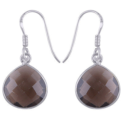 Gorgeous Stone Smoky Topaz Trillion Shape 925 Sterling Solid Silver Dangle Earrings - R3501071-40