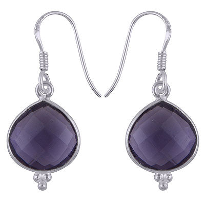 Alluring Rawa at bottom Amethyst Trillion Shape 925 Sterling Solid Silver Dangle Earrings - R3501072-1