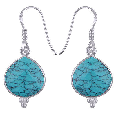 Alluring Rawa at bottom Turquoise Trillion Shape 925 Sterling Solid Silver Dangle Earrings - R3501072-22