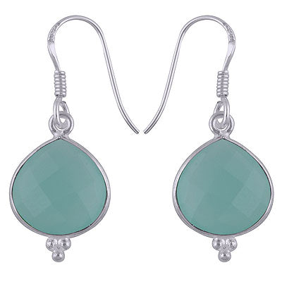 Alluring Rawa at bottom Aqua Chalcedony Trillion Shape 925 Sterling Solid Silver Dangle Earrings - R3501072-41