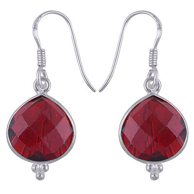 Alluring Rawa at bottom Red Crystal Trillion Shape 925 Sterling Solid Silver Dangle Earrings - R3501072-8