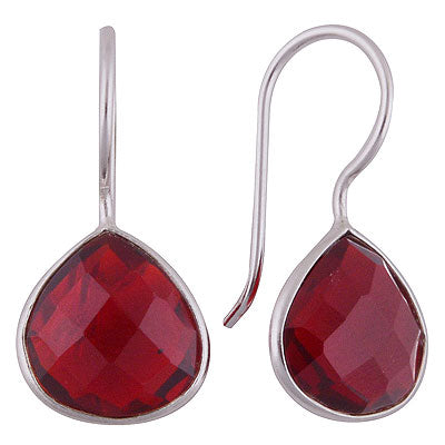 Alluring Gemstone Red Crystal Trillion Shape 925 Sterling Solid Silver Dangle Earrings - R3501073-2