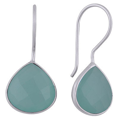 Alluring Gemstone Aqua Chalcedony Trillion Shape 925 Sterling Solid Silver Dangle Earrings - R3501073-32