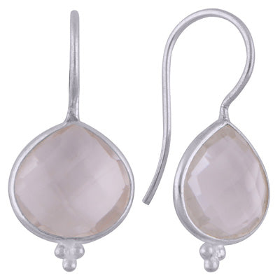 Beautiful with Minimal Rawa Work Around Crystal Drop Shape 925 Sterling Solid Silver Dangle Earrings - R3501074-28