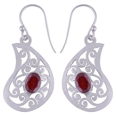925 Sterling Silver Garnet Earrings - R3501076-2