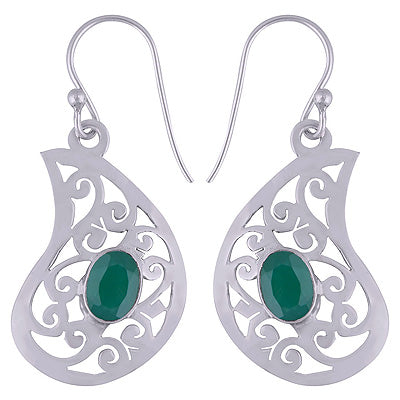 925 Sterling Silver Green Onyx Earrings - R3501076-7