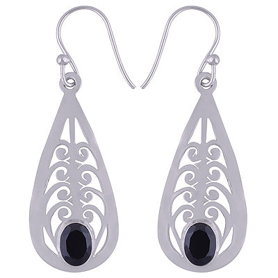 925 Sterling Silver Black Onyx Earrings - R3501077-9