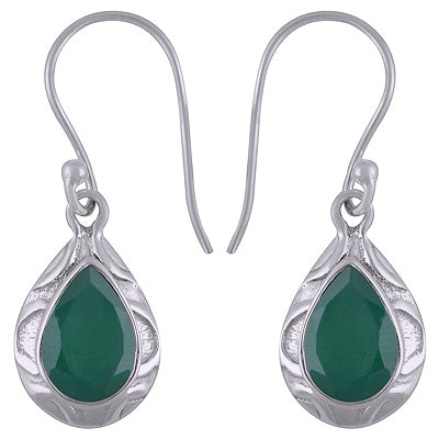 925 Sterling Silver Green Onyx Earrings - R3501084-9