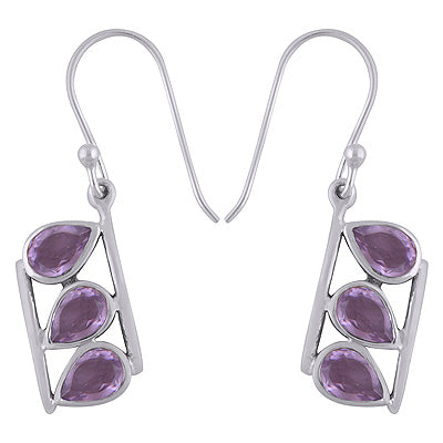 925 Sterling Silver Amethyst Earrings - R3501085-1