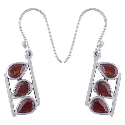 925 Sterling Silver Garnet Earrings - R3501085-2