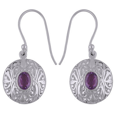 925 Sterling Silver Amethyst Earrings - R3501090-1
