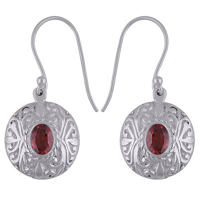 925 Sterling Silver Garnet Earrings - R3501090-2