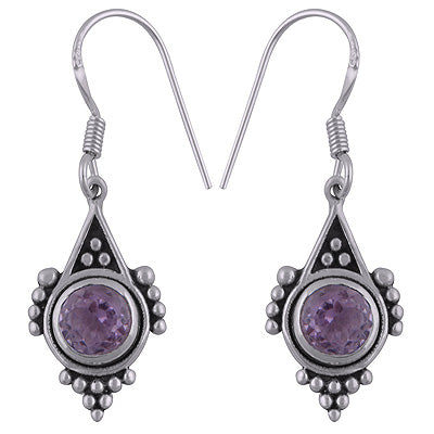 925 Sterling Silver Amethyst Earrings - R3501101-1