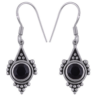 925 Sterling Silver Black Onyx Earrings - R3501101-10