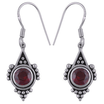 925 Sterling Silver Garnet Earrings - R3501101-2