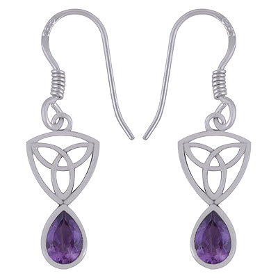 Alluring Handcrafted Pattern on Amethyst Pear Shape 925 Sterling Solid Silver Earrings - R3501104-31