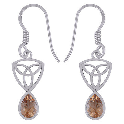 Alluring Handcrafted Pattern on Citrine Pear Shape 925 Sterling Solid Silver Earrings - R3501104-34