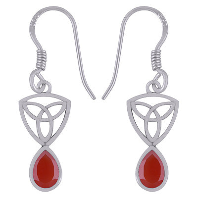 Alluring Handcrafted Pattern on Carnelian Pear Shape 925 Sterling Solid Silver Earrings - R3501104-38