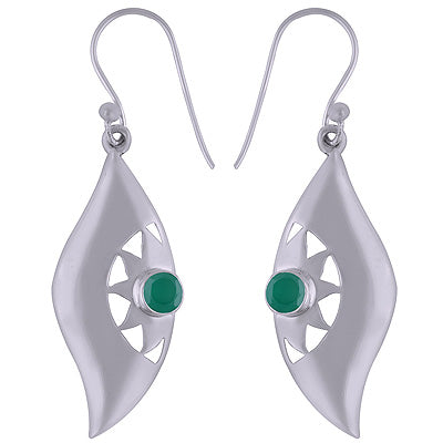 925 Sterling Silver Green Onyx Earrings - R3501111-7
