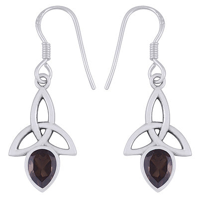 Gorgeous Celtic Knot Around Smoky Topaz Pear Shape 925 Sterling Solid Silver Dangle Earrings - R3501113-58