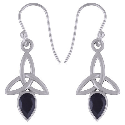 Gorgeous Celtic Knot Around Black Onyx Pear Shape 925 Sterling Solid Silver Dangle Earrings - R3501113-9