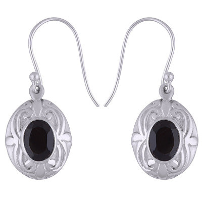 925 Sterling Silver Black Onyx Earrings - R3501123-10