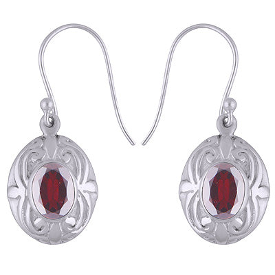 925 Sterling Silver Garnet Earrings - R3501123-2