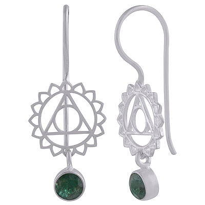 925 Sterling Silver Green Corundum Earrings - R3501126-5
