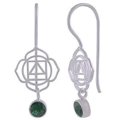 925 Sterling Silver Green Corundum Earrings - R3501130-5