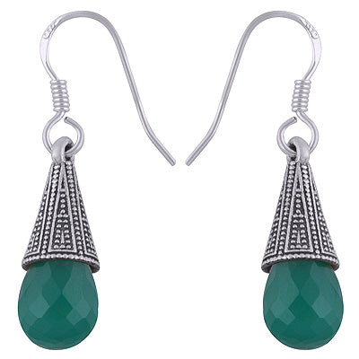 925 Sterling Silver Green Onyx Earrings - R3501131-2