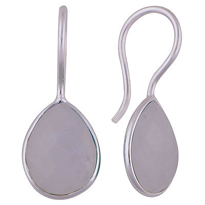 Gorgeous Gemstone Bezel Rainbow Moonstone Pear Shape 925 Sterling Solid Silver Dangle Earrings - R3501134-5