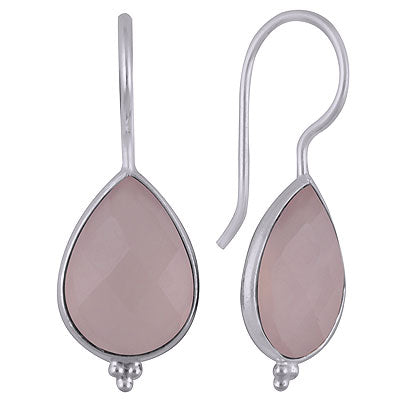 Gorgeous Rawa Work at Bottom Bezel Rose Quartz Pear Shape 925 Sterling Solid Silver Dangle Earrings - R3501140-16