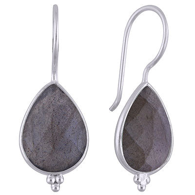 Gorgeous Rawa Work at Bottom Bezel Labradorite Pear Shape 925 Sterling Solid Silver Dangle Earrings - R3501140-5