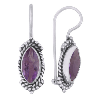 Gorgeous Rawa & Wire Work Around Amethyst Marquise Shape 925 Sterling Solid Silver Earrings - R3501151-1