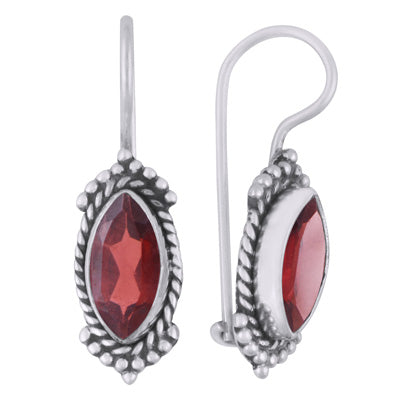 Gorgeous Rawa & Wire Work Around Garnet Marquise Shape 925 Sterling Solid Silver Earrings - R3501151-2