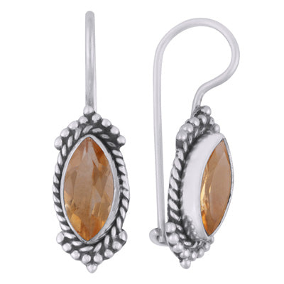 Gorgeous Rawa & Wire Work Around Citrine Marquise Shape 925 Sterling Solid Silver Earrings - R3501151-4