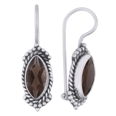 Gorgeous Rawa & Wire Work Around Smoky Topaz Marquise Shape 925 Sterling Solid Silver Earrings - R3501151-8